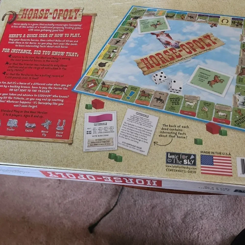Horse-Opoly Board Game by Late For The Sky NEW